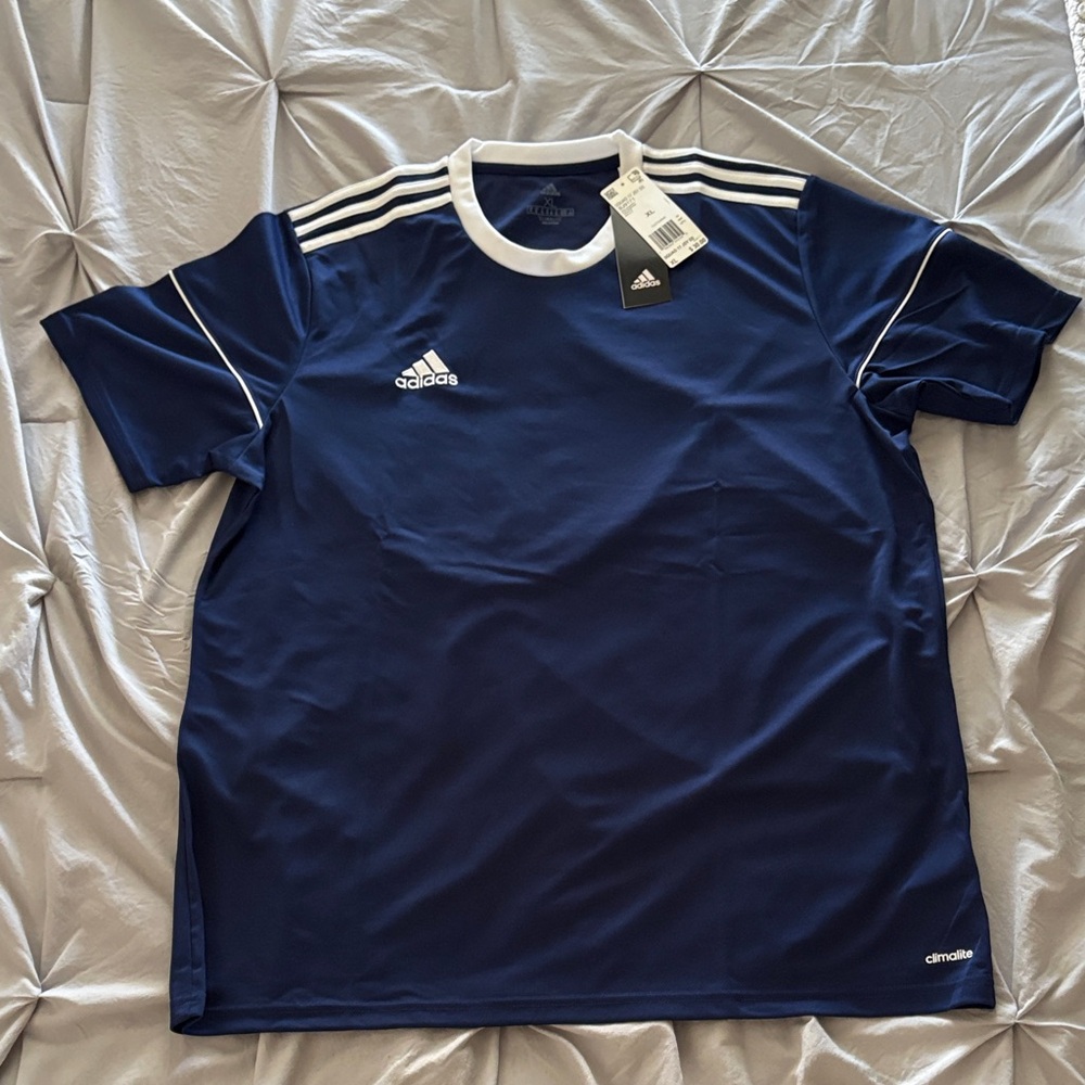 Adidas Men's Dark Blue Jersey with White Accents